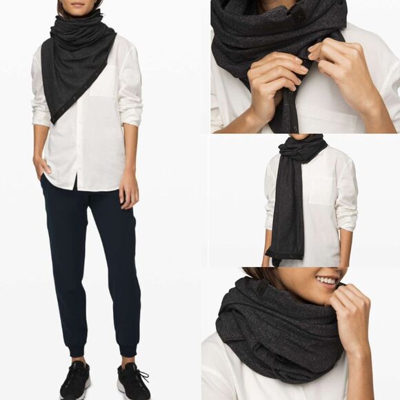 Lululemon Versatile Vinyasa Scarf In Mini Check Pique Black Pique Nursing Cover* - Picture 8 of 8